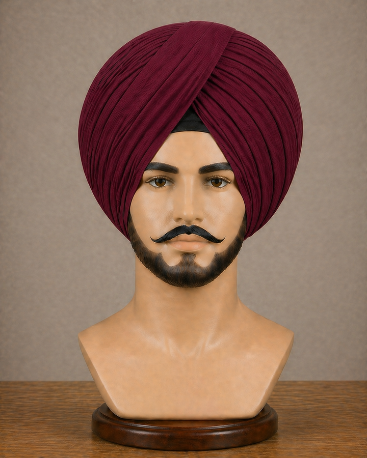 Maroon Neela Ghora Turban Fabric – Premium Pagri Cloth