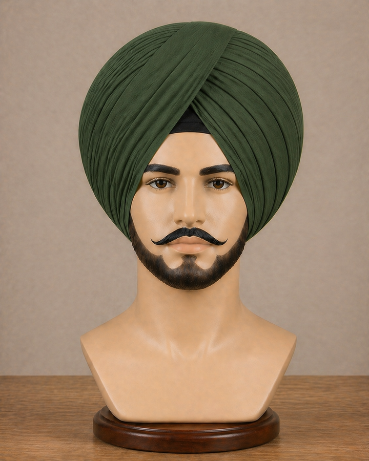 Mehndi Green Neela Ghora Turban Fabric – Premium Pagri Cloth