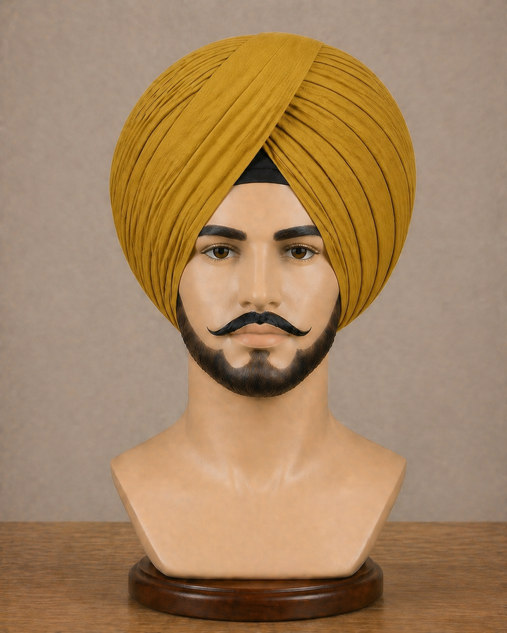 Mustard Neela Ghora Turban Fabric – Premium Pagri Cloth