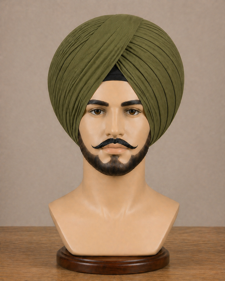 Olive Neela Ghora Turban Fabric – Premium Pagri Cloth
