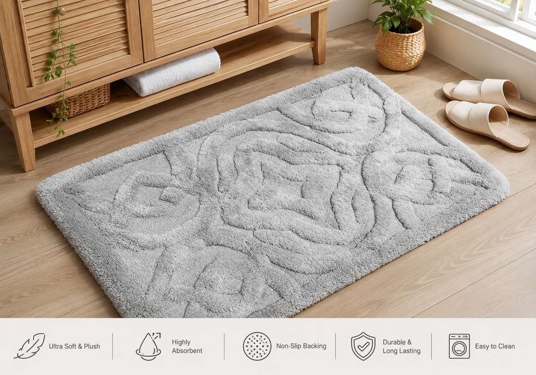 Premium Ultra Soft Grey Plush Bath Mat