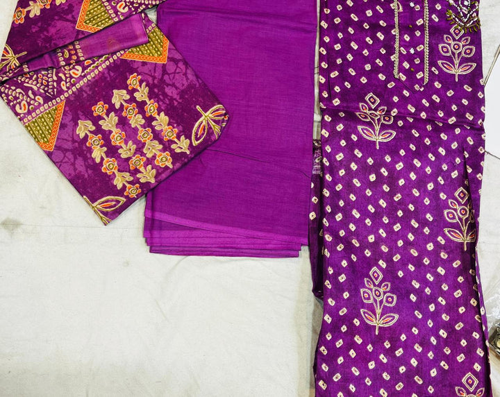 Royal Purple Bandhani Print Suit