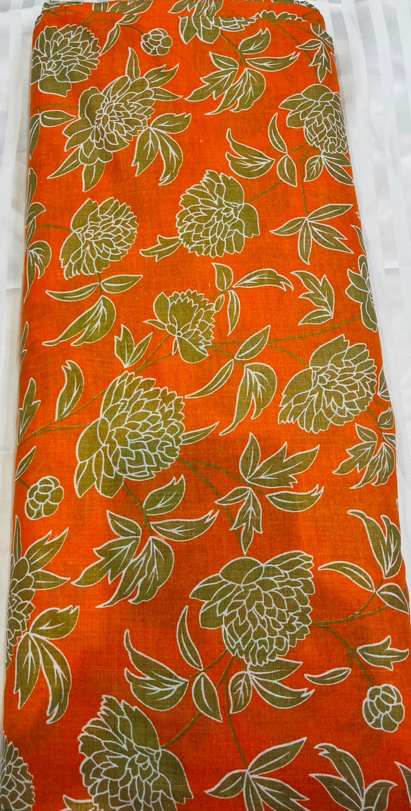 Orange Floral Cotton Fabric – 5 Meter Allover Print