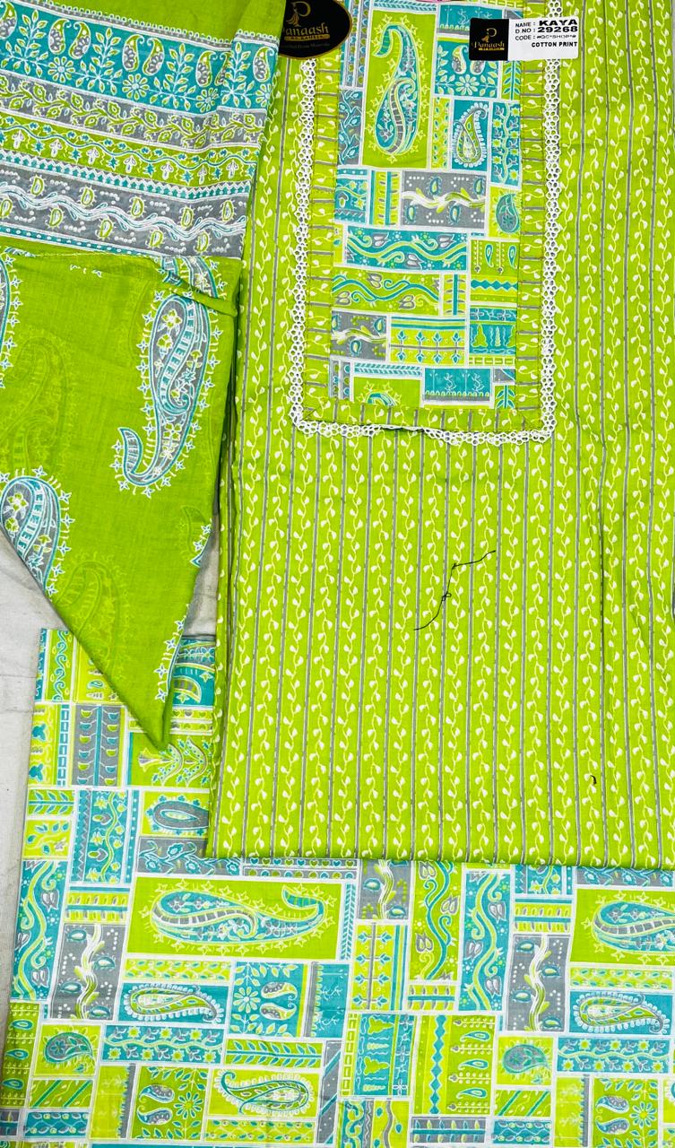 Kaya Lime Paisley Cotton Suit Set
