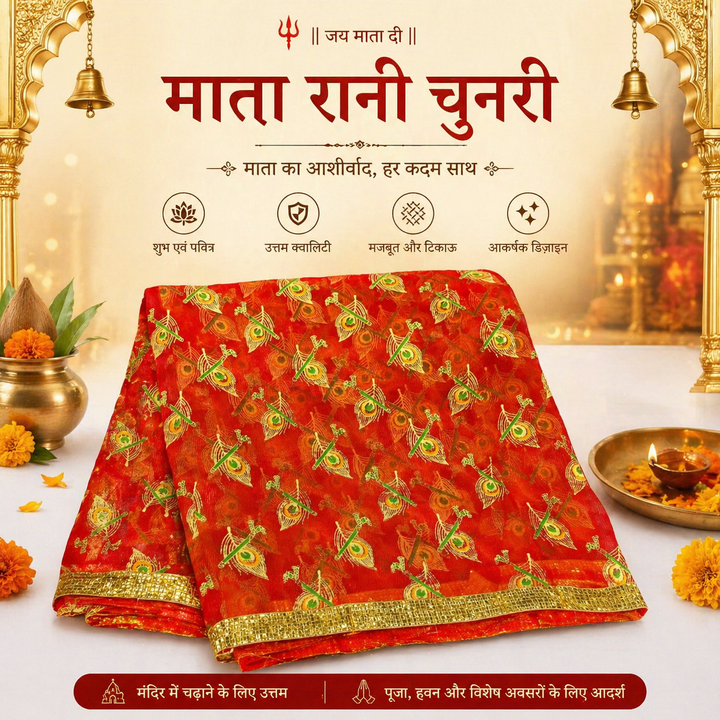 Mata Rani Chunri with Peacock Feather Design