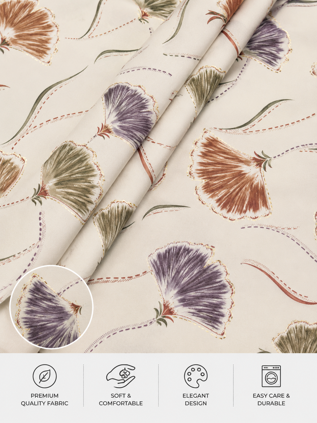 Premium Gold Foil Rayon Fabric – 5 Meter Cut Piece