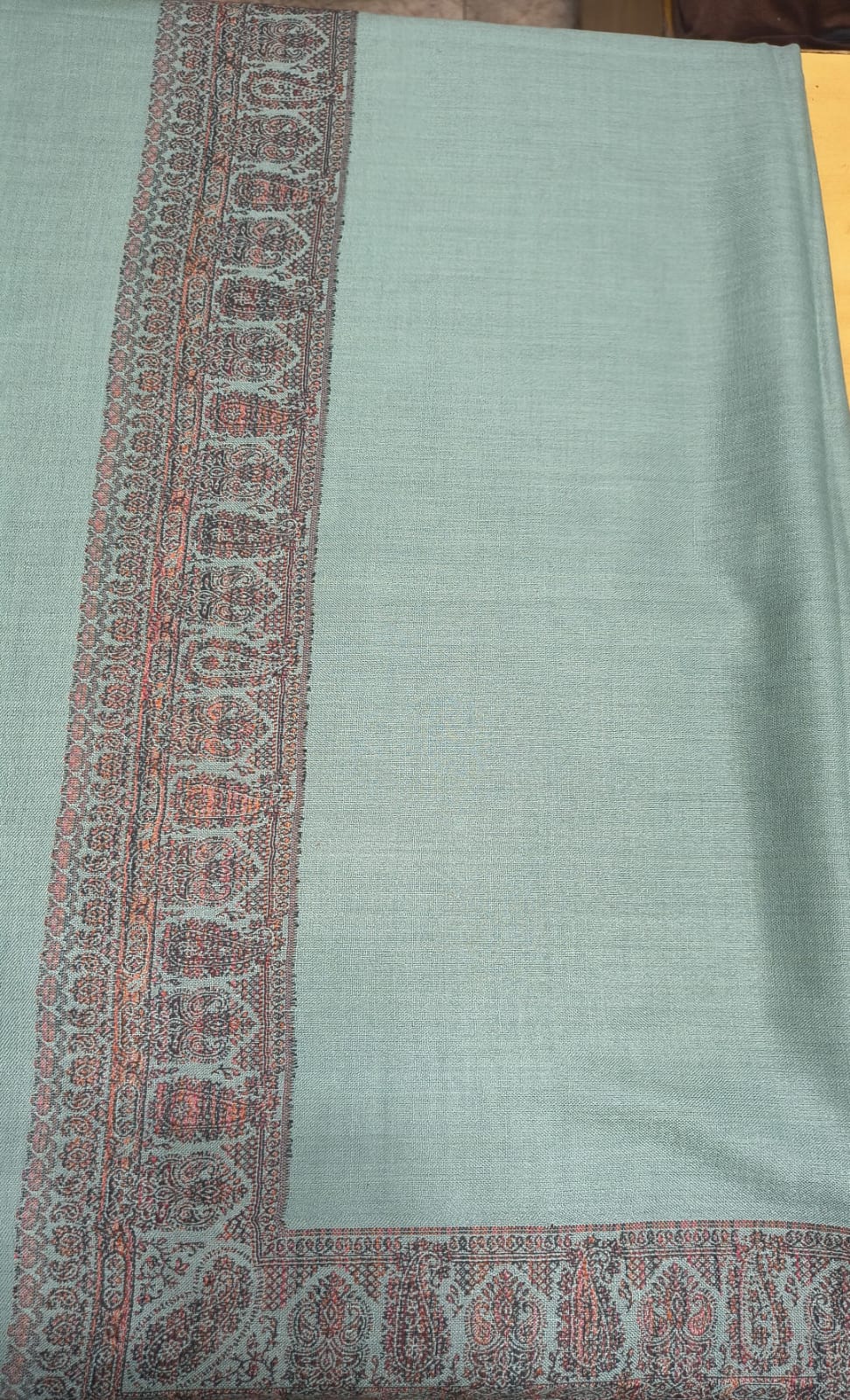 Pastel Sage Kashmiri Border Shawl