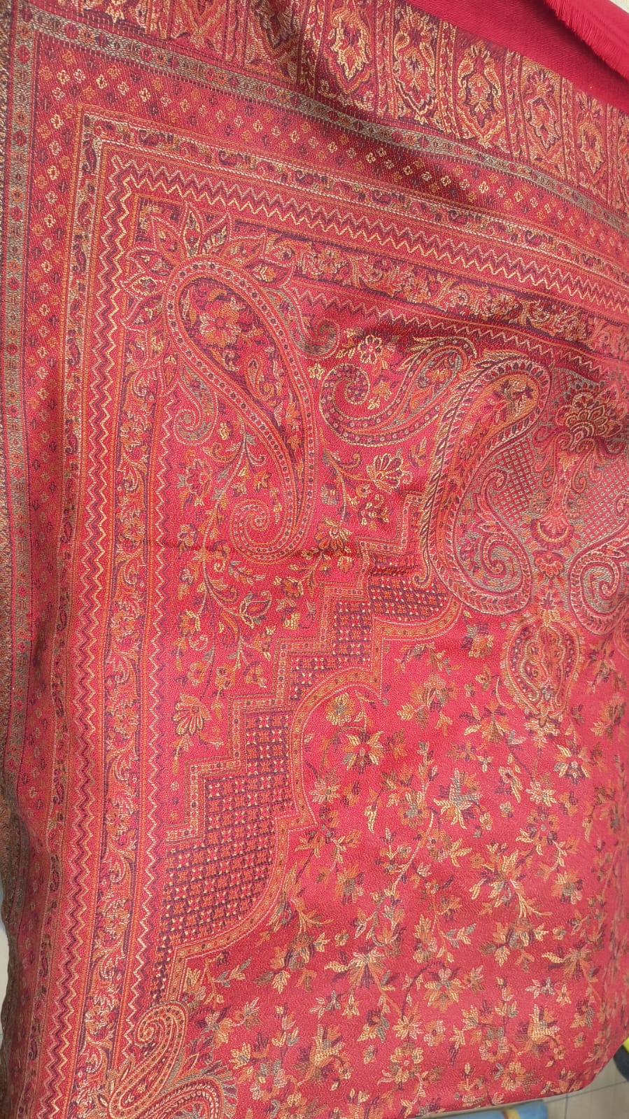 Crimson Paisley Heritage Shawl