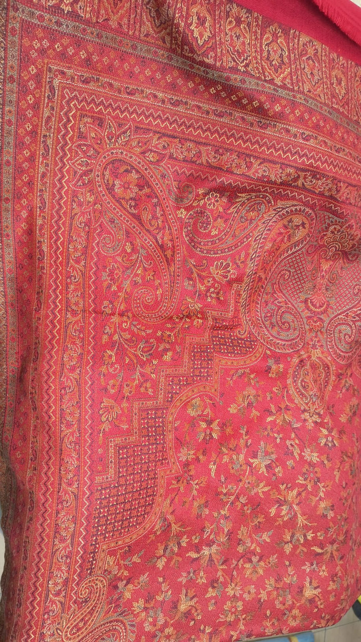 Crimson Paisley Heritage Shawl