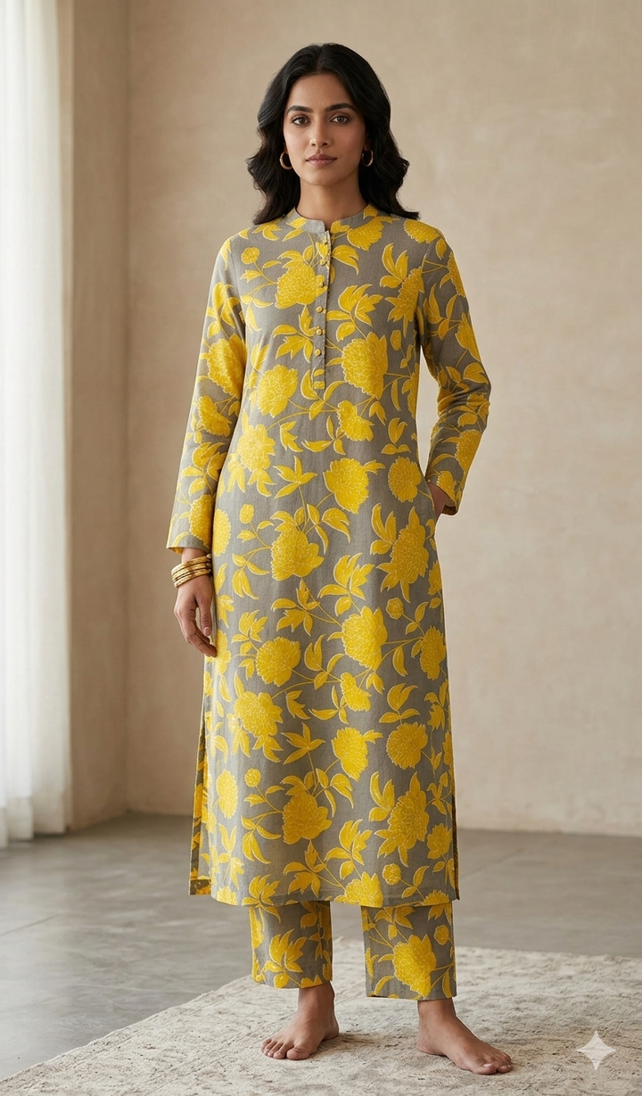 Cotton allover printed suit