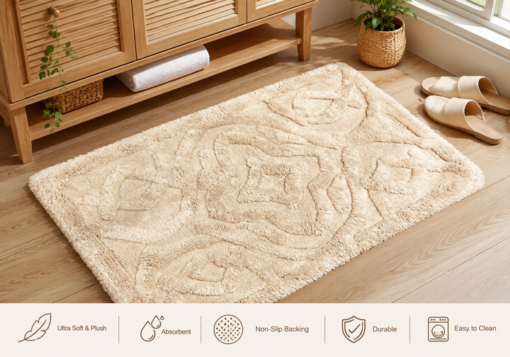 Luxury Plush Geometric Bath Mat