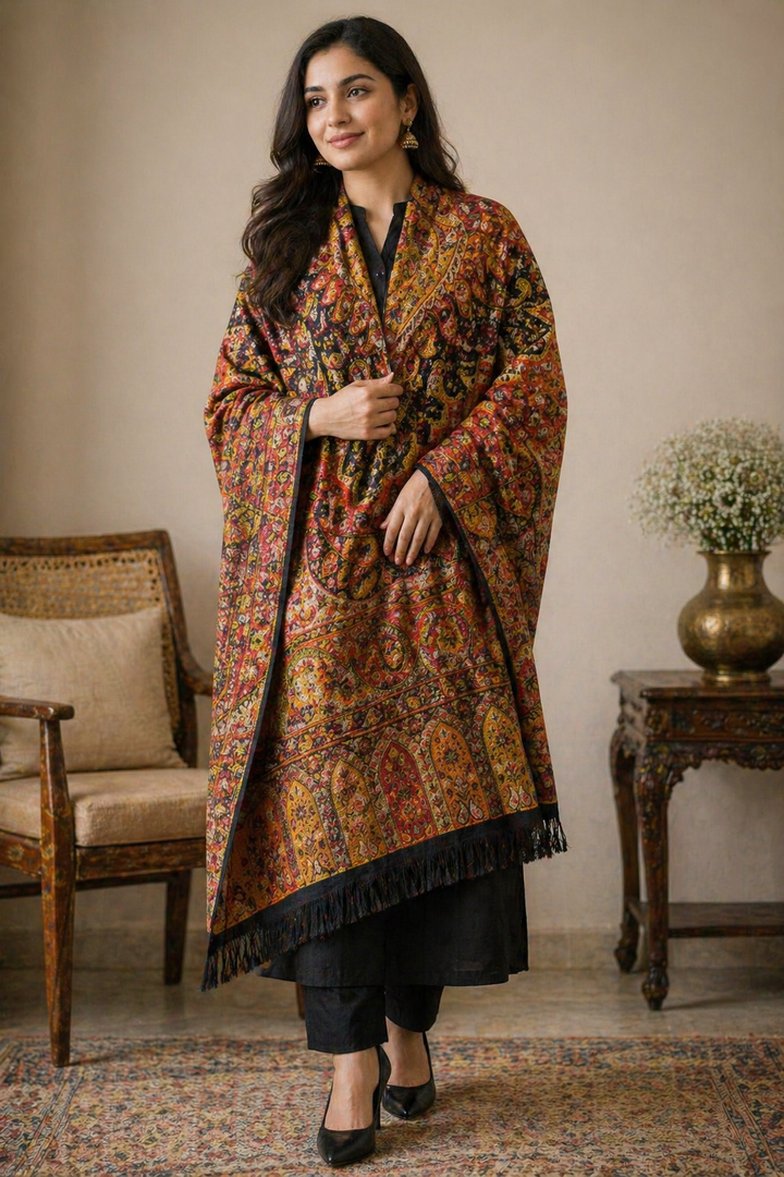 Royal Heritage Paisley Woven Shawl – Multicolor Elegance