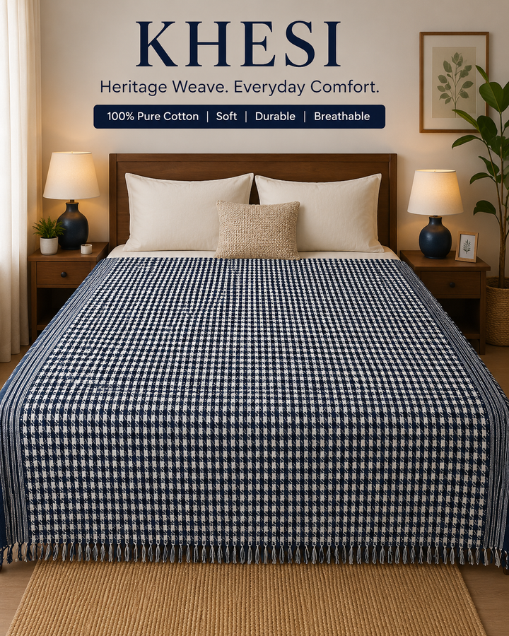 Navy Blue Heritage Cotton Khesi