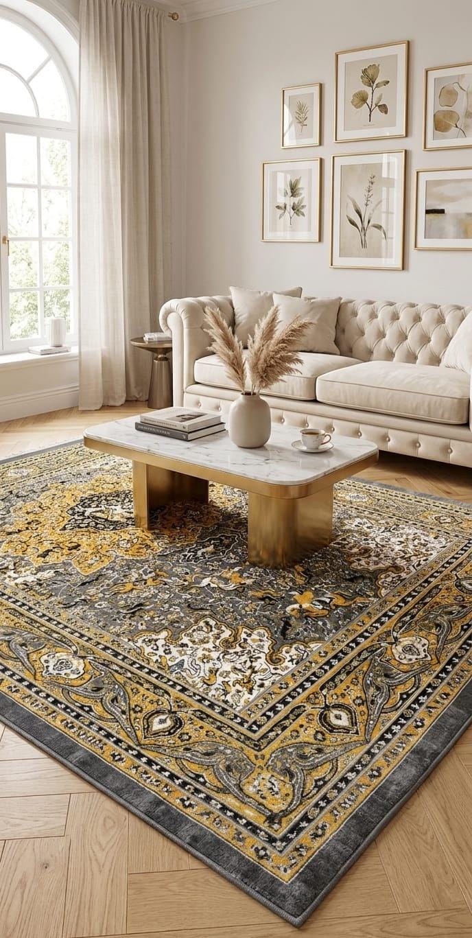 The Palatial Gold Persian-Design Carpet (9' x 12')