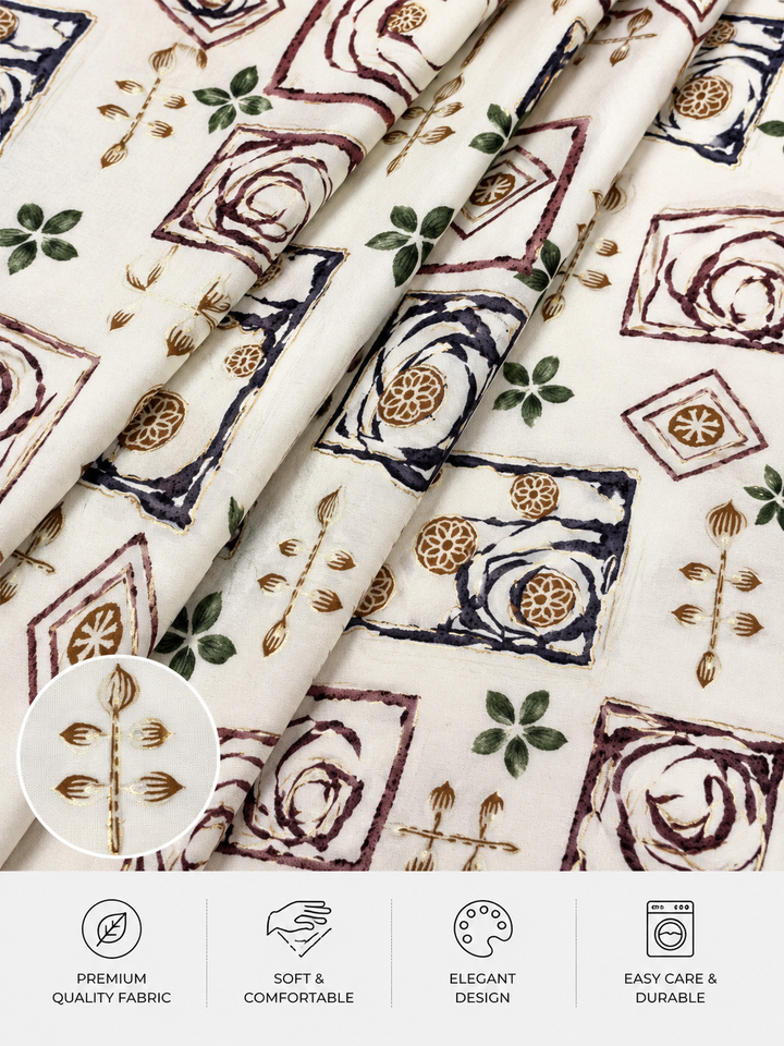 Abstract Gold Foil Rayon Fabric – 5 Meter Cut Piece