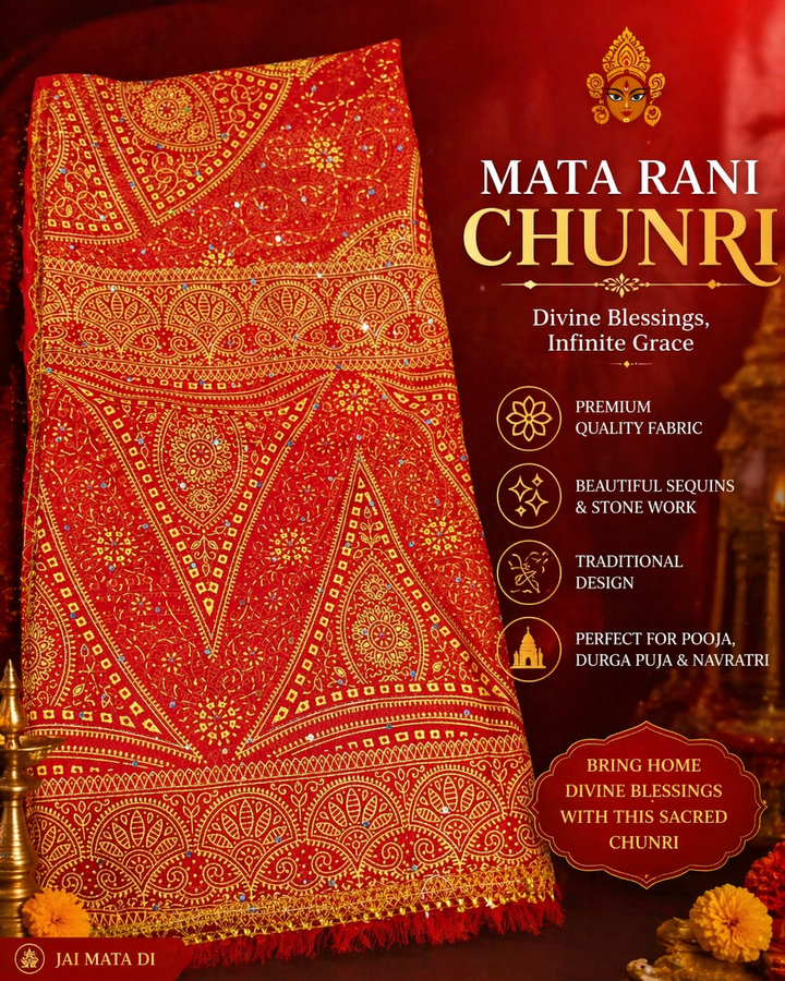 Mata Rani Chunri – Premium Red & Gold Sacred Dupatta