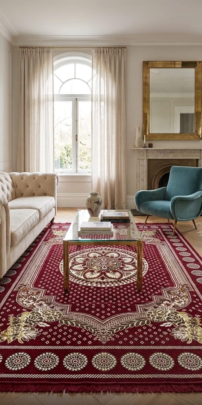 The Heritage Maroon Medallion Carpet (5' x 7')
