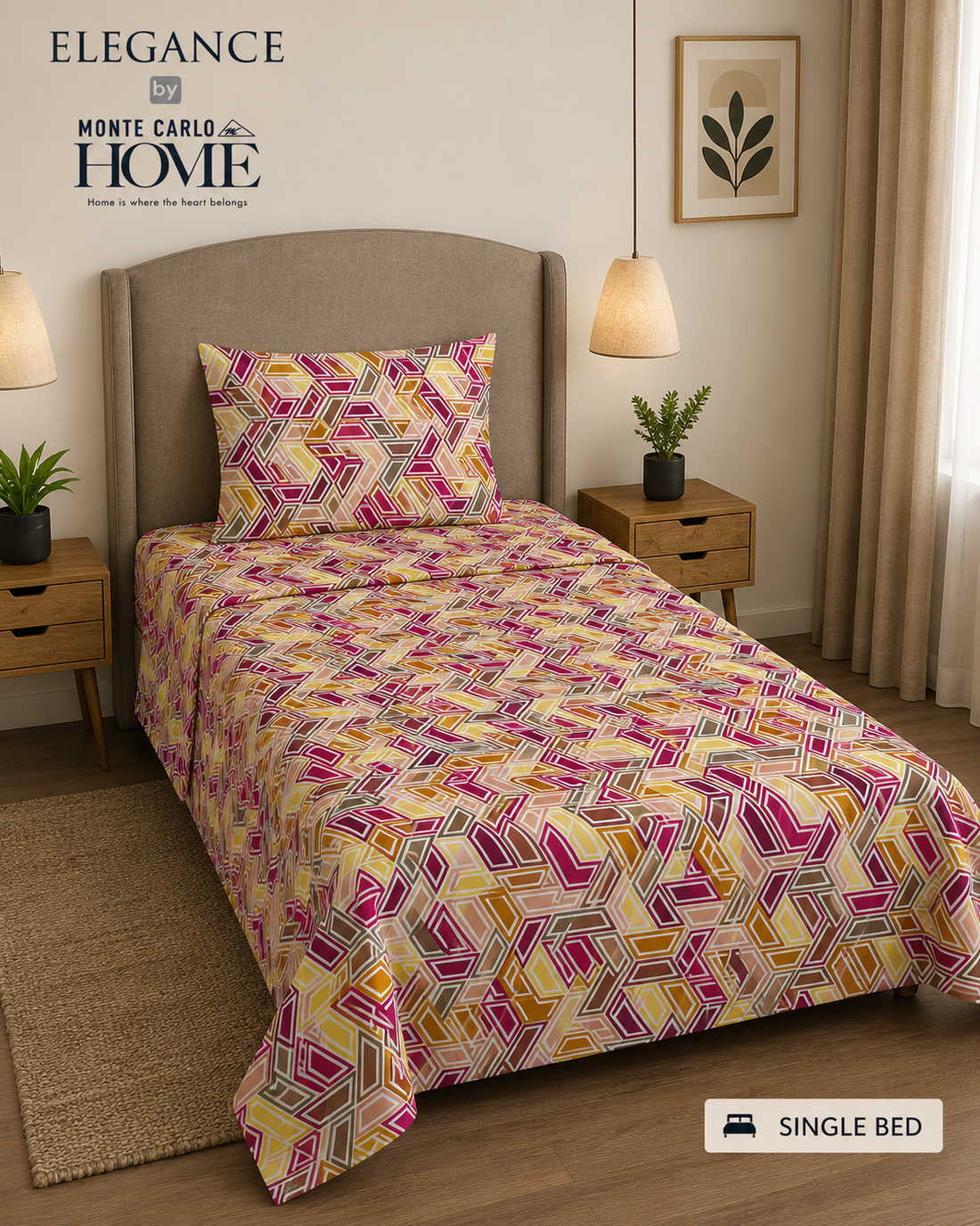 Monte Carlo Home – Elegance Single Bedsheet (Geometric Print)