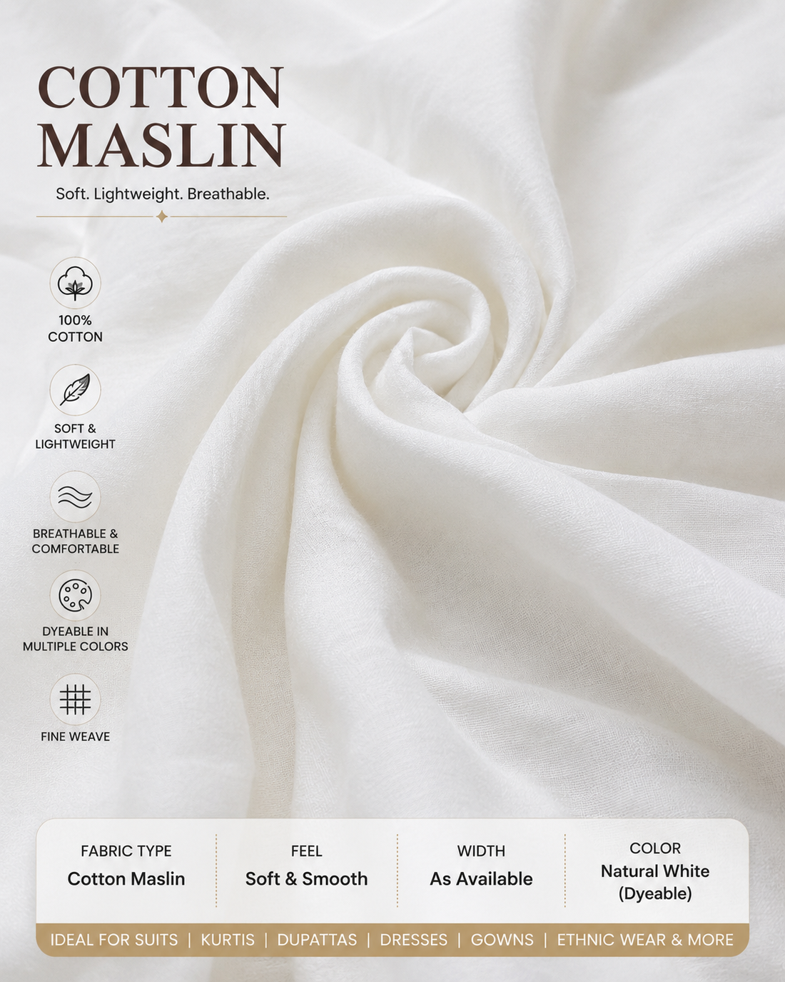 Cotton Maslin Fabric