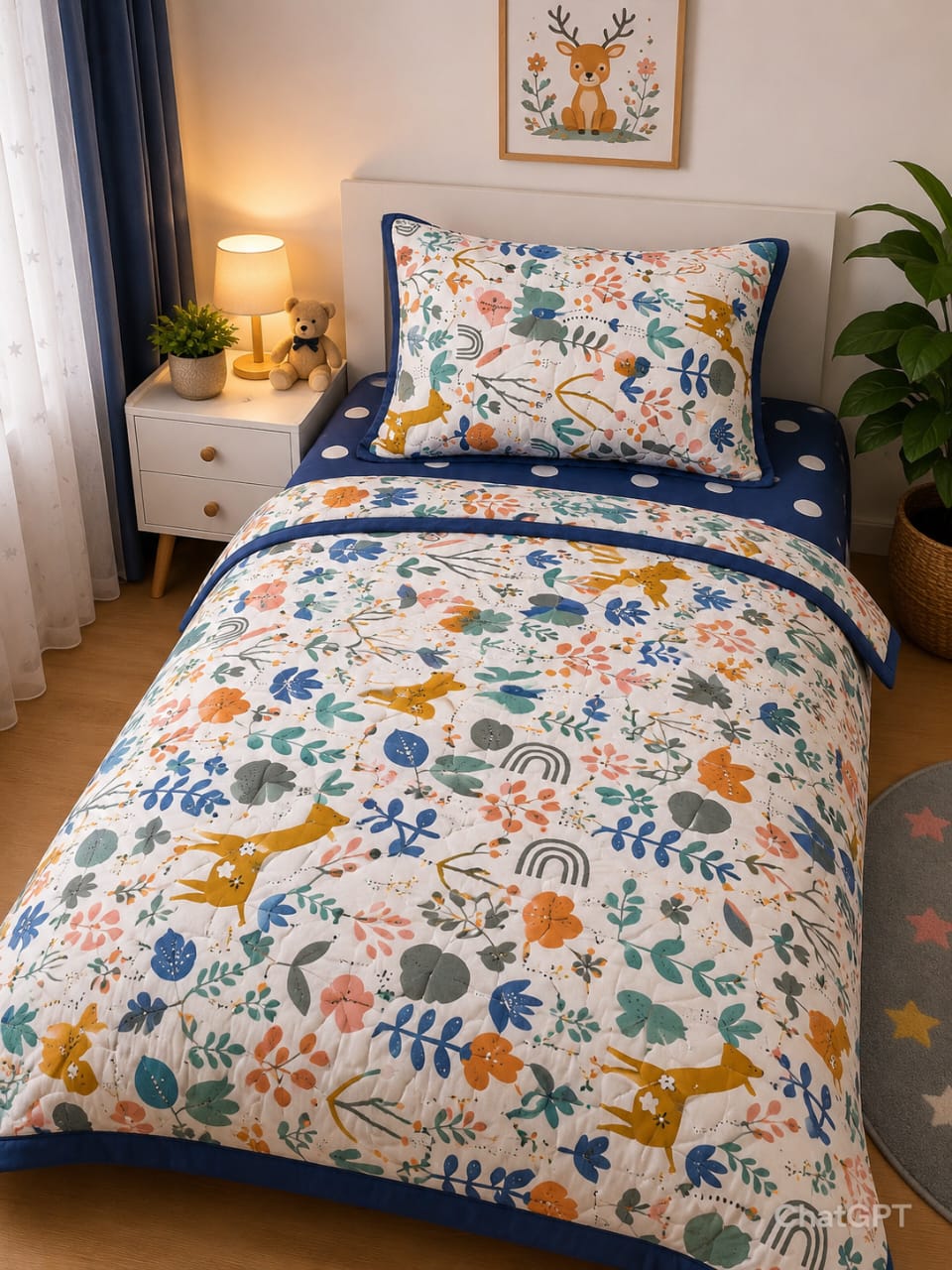 🌿 Woodland Adventure Kids Comforter Set – Fun, Colorful & Cozy