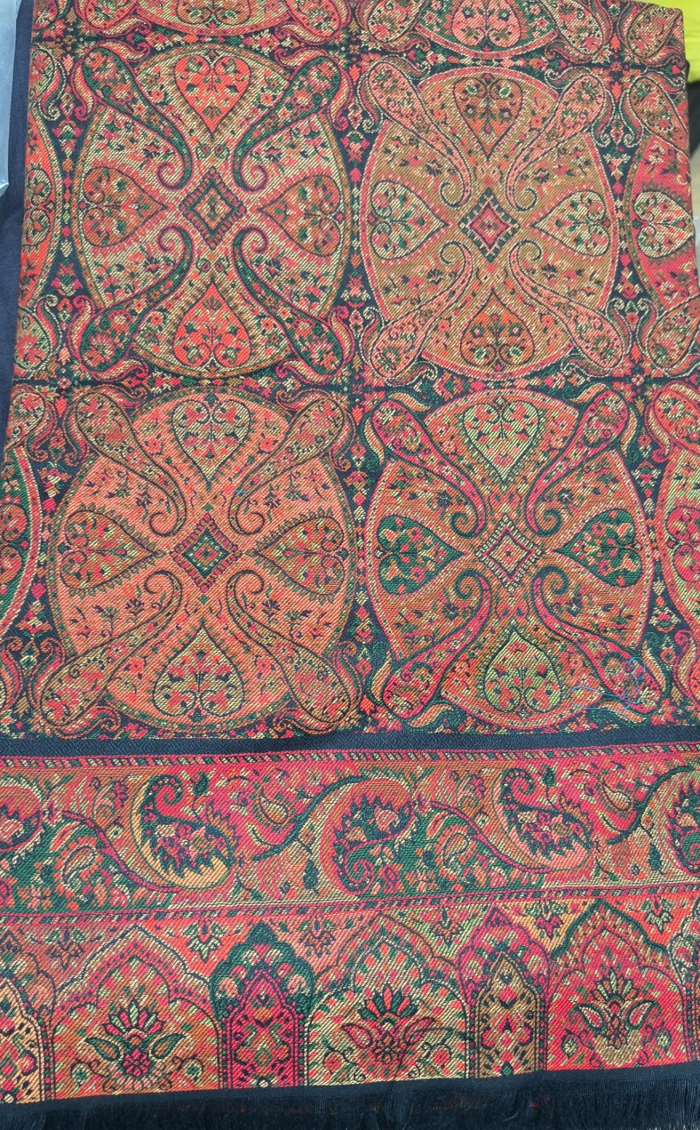 Royal Mosaic Pattern Woven Shawl – Deep Multicolor Elegance
