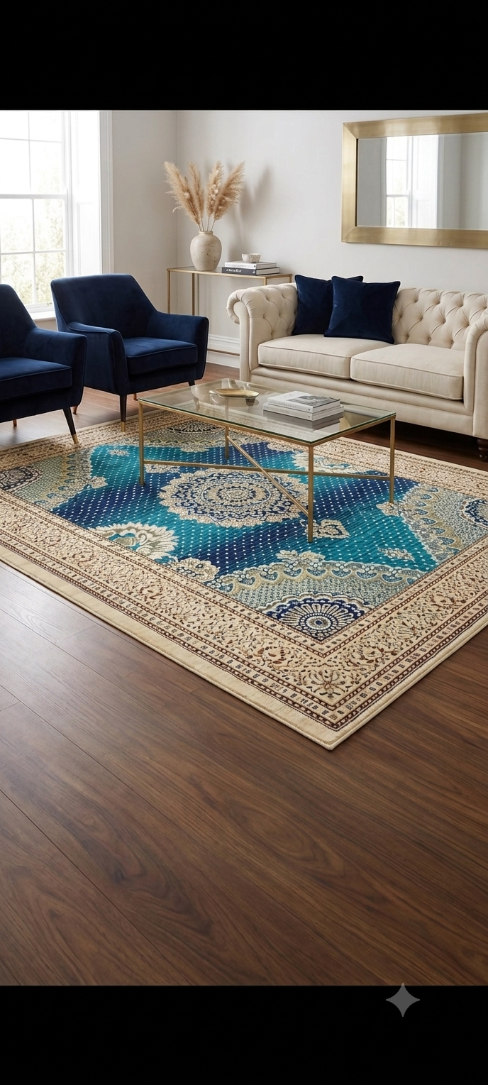 The Royal Ocean Teal Persian-Design Carpet (9' x 12')