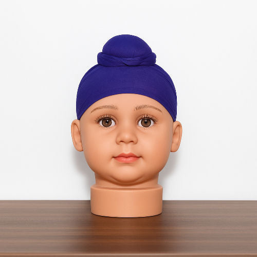 Royal Blue Cotton Tani Patka for Kids – Soft Sikh Head Scarf