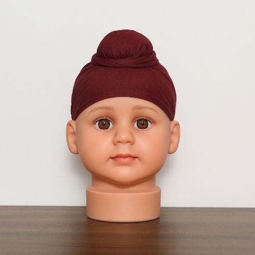 Rust Maroon Cotton Tani Patka for Kids – Soft Sikh Head Scarf