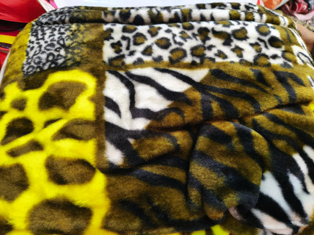 Single Bed Soft Fleece Winter Blanket – Multicolor Animal Print