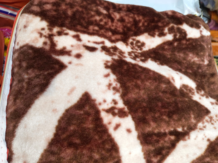 Single Bed Soft Fleece Winter Blanket – Brown Geometric Design