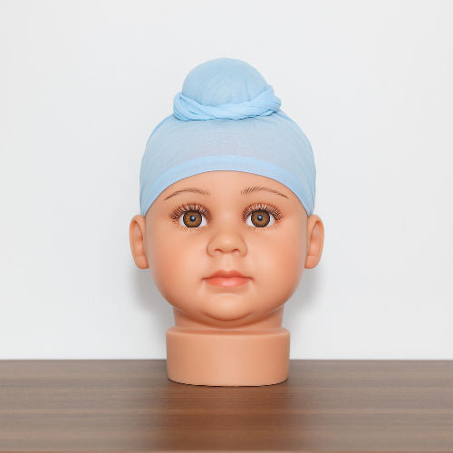 Sky Blue Cotton Tani Patka for Kids – Soft Sikh Head Scarf