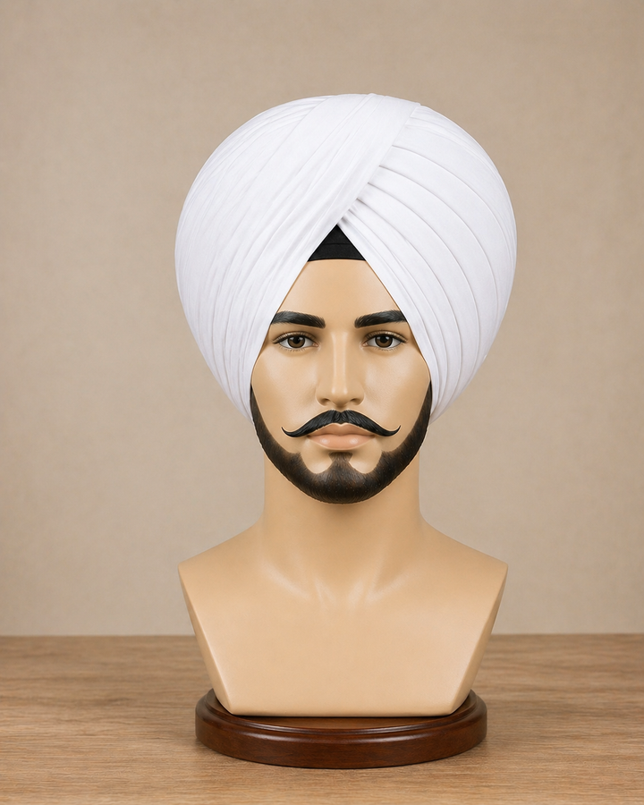 White Neela Ghora Turban Fabric – Premium Pagri Cloth